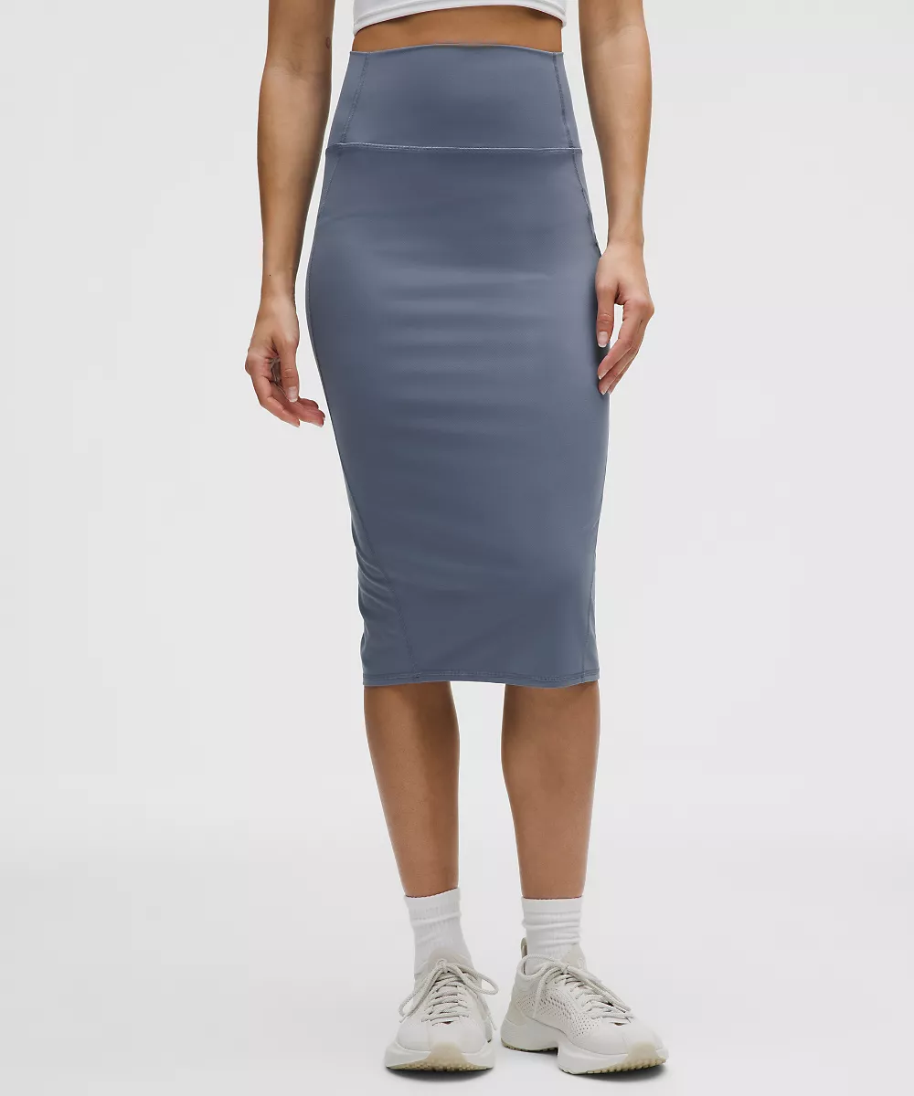 Jupe midi taille haute Nulu coupe ajustée — Oasis Blue, view 2