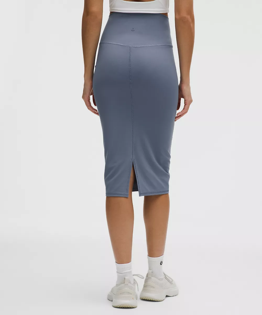 Jupe midi taille haute Nulu coupe ajustée — Oasis Blue, view 3