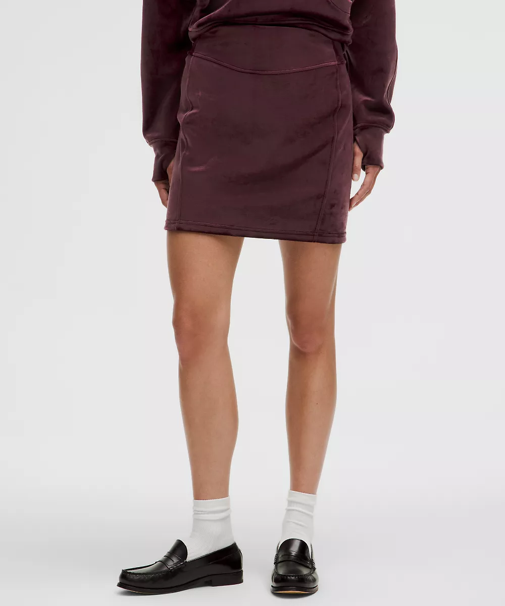 Jupe courte taille mi-haute Scuba *Velvet — Garnet, view 1