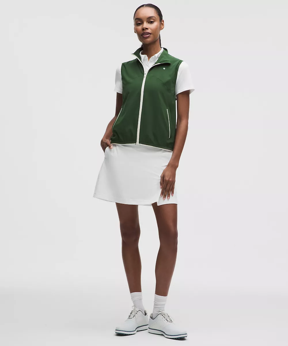 Jupe de golf en twill extensible à pli devant *Logo brodé — White, view 1