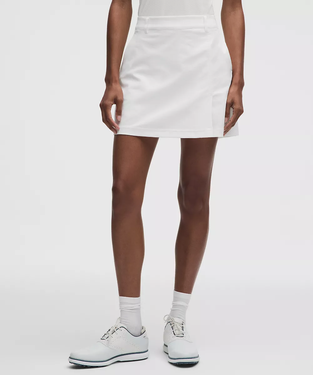 Jupe de golf en twill extensible à pli devant *Logo brodé — White, view 2