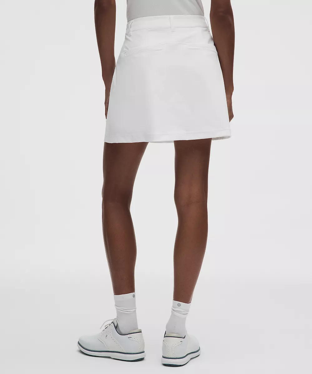 Jupe de golf en twill extensible à pli devant *Logo brodé — White, view 3