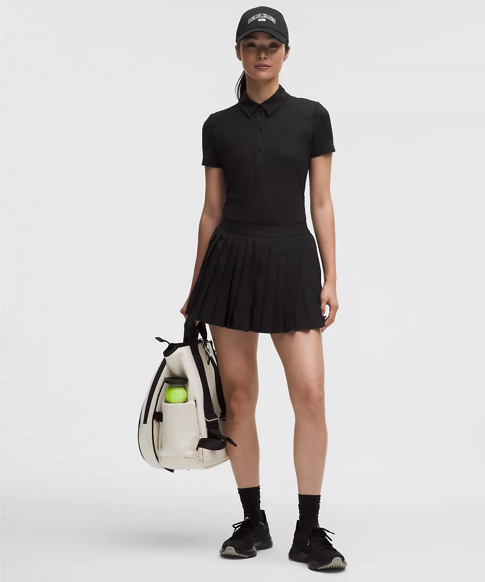 Jupe de tennis plissée taille haute — Black, view 1