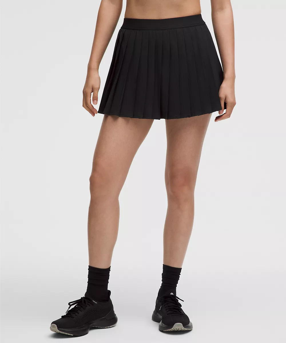 Jupe de tennis plissée taille haute — Black, view 2