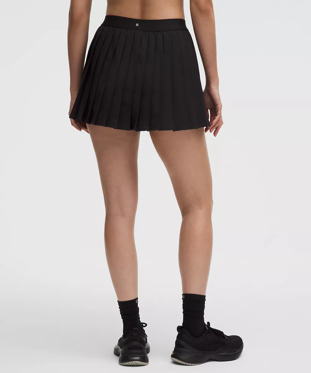 Jupe de tennis plissée taille haute — Black, view 3