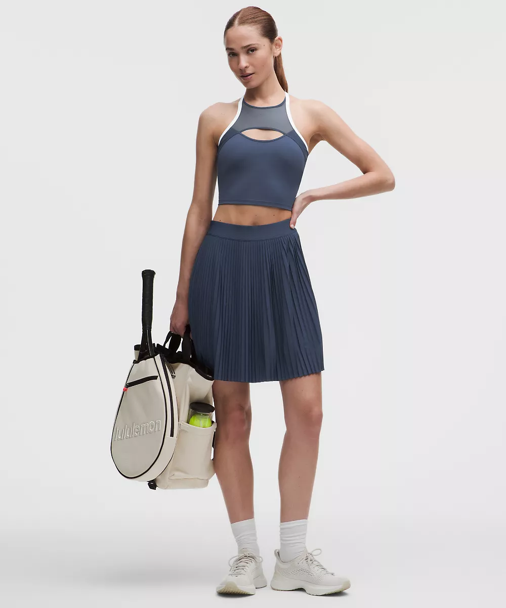 Jupe de tennis plissée taille haute longueur genou — Club Blue, view 1