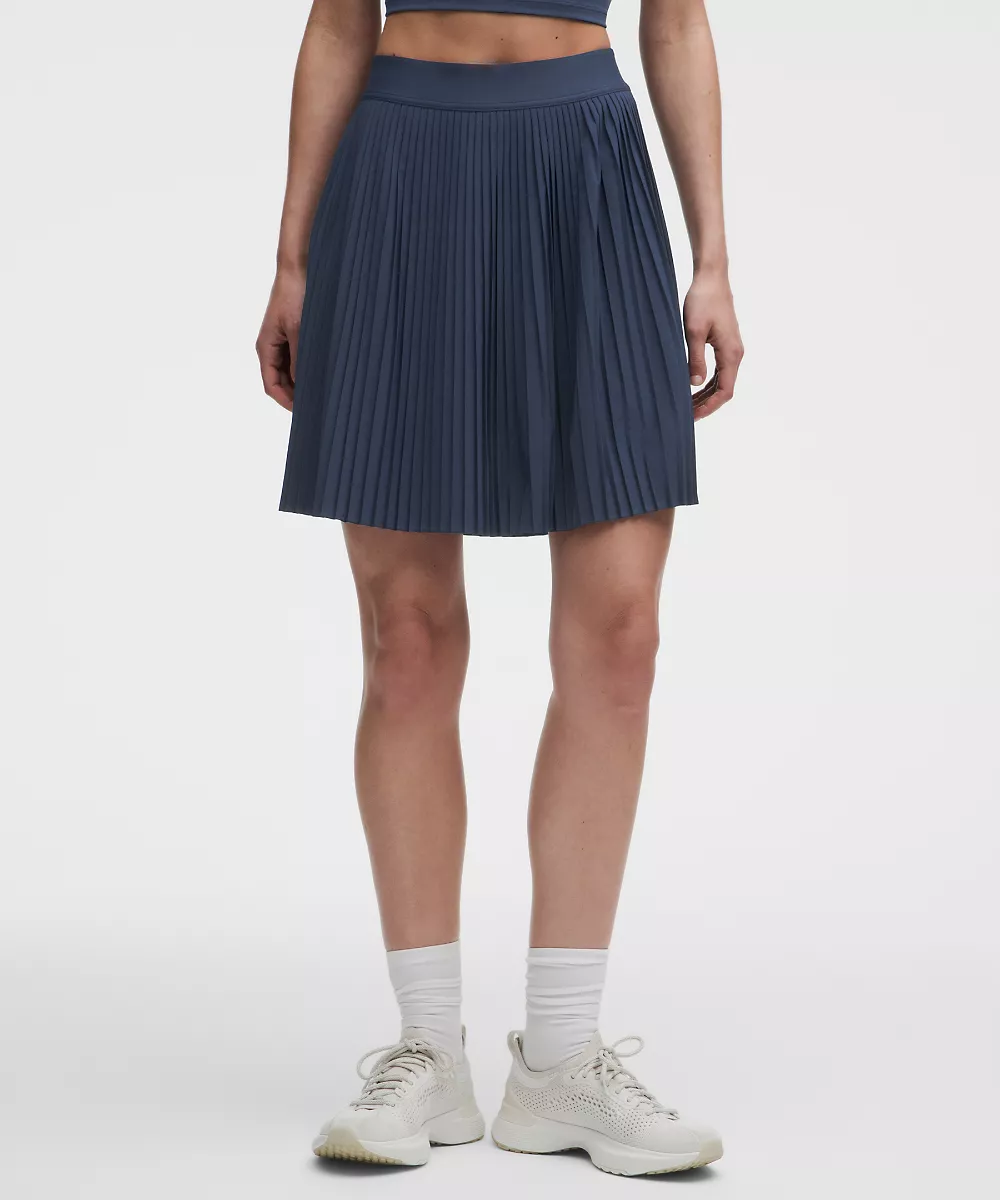 Jupe de tennis plissée taille haute longueur genou — Club Blue, view 2