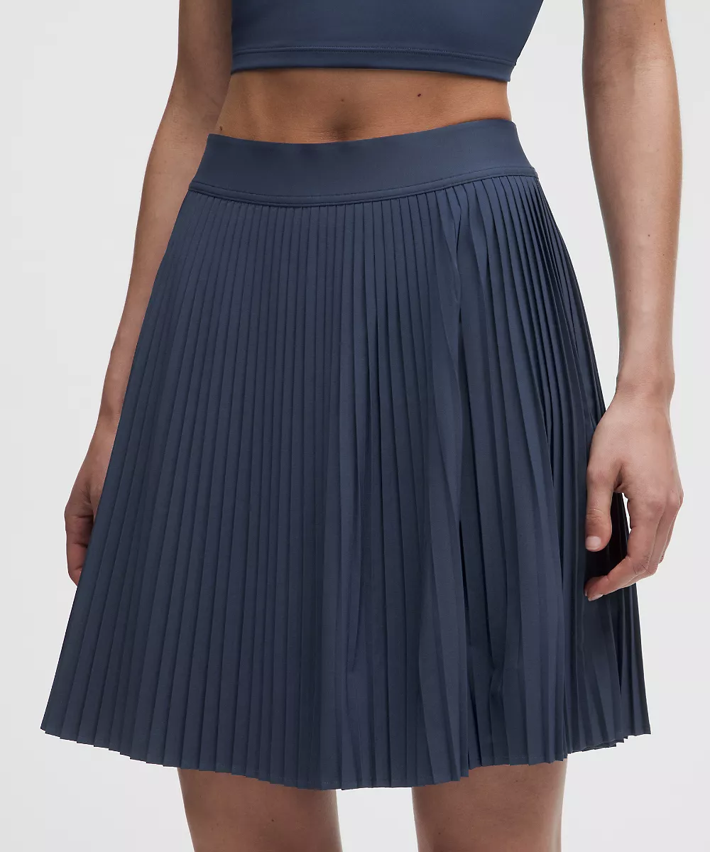 Jupe de tennis plissée taille haute longueur genou — Club Blue, view 4