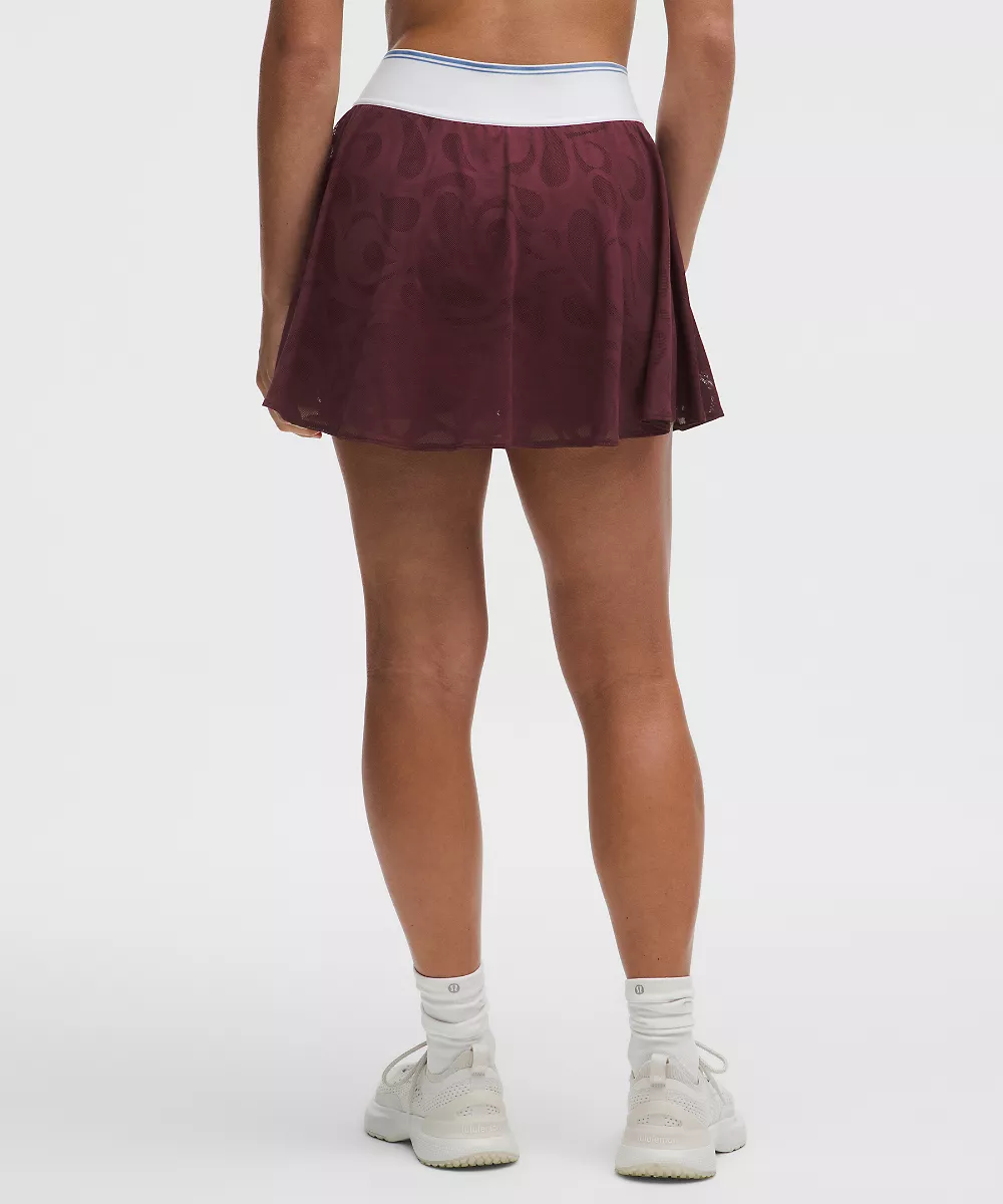 Jupe de tennis taille haute en mesh paisley — Burgundy Bay/White/Prep Blue, view 3