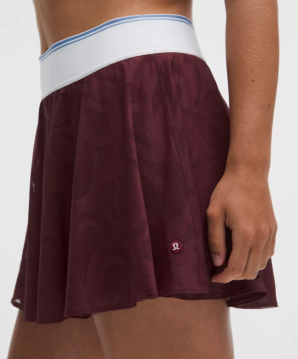 Jupe de tennis taille haute en mesh paisley — Burgundy Bay/White/Prep Blue, view 4