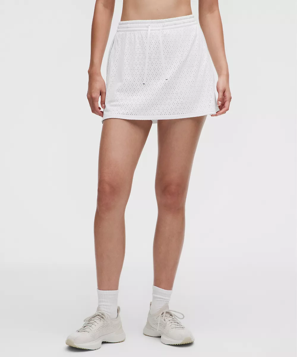 Jupe de tennis taille haute Ace Advantage en maille tricotée — White/Club Blue, view 2