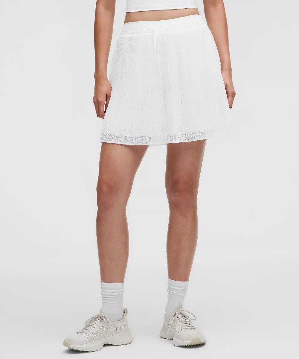 Jupe de tennis taille haute plissée Ace Advantage *Long — White/White, view 2
