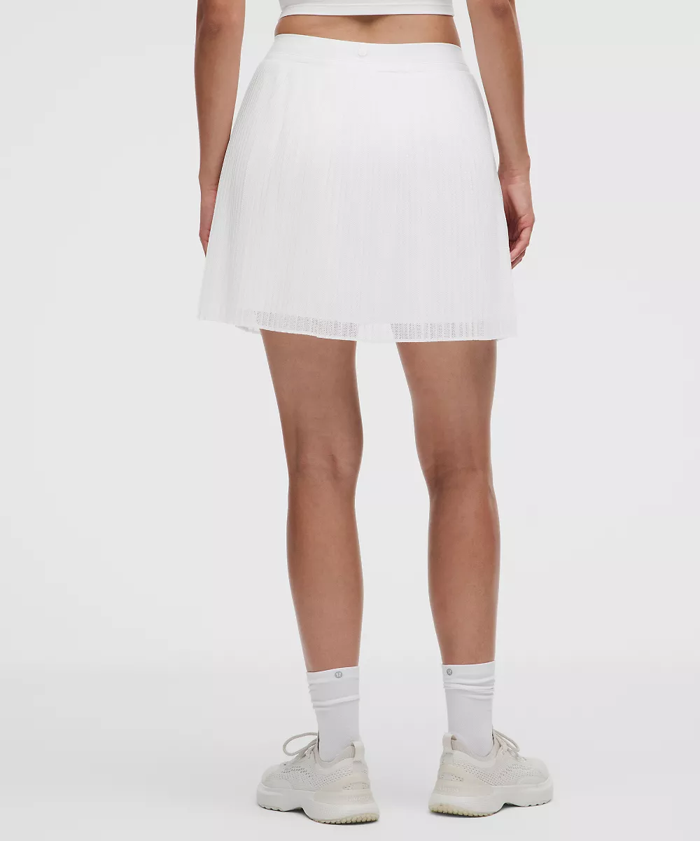Jupe de tennis taille haute plissée Ace Advantage *Long — White/White, view 3