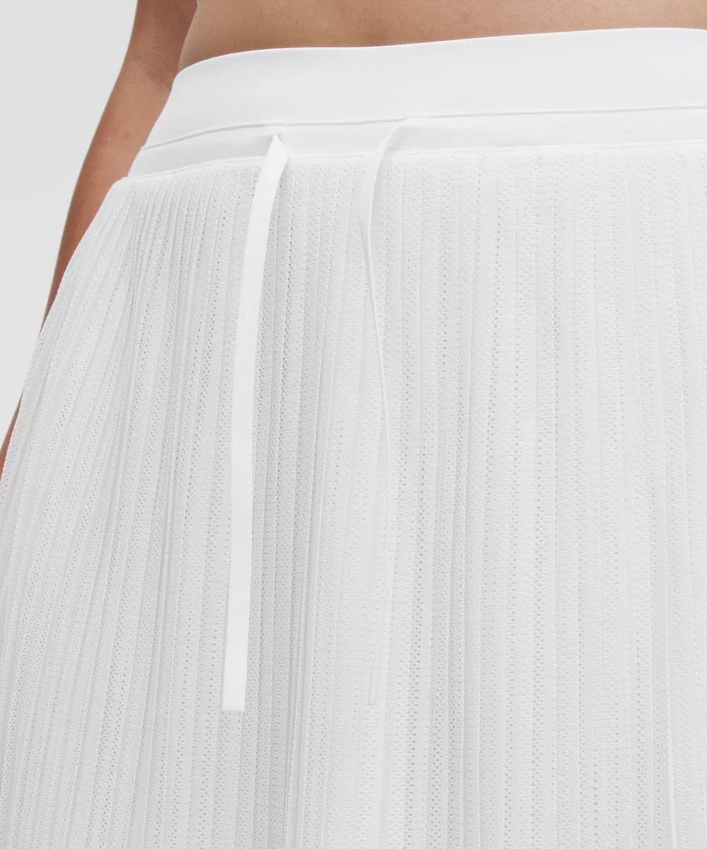 Jupe de tennis taille haute plissée Ace Advantage *Long — White/White, view 4