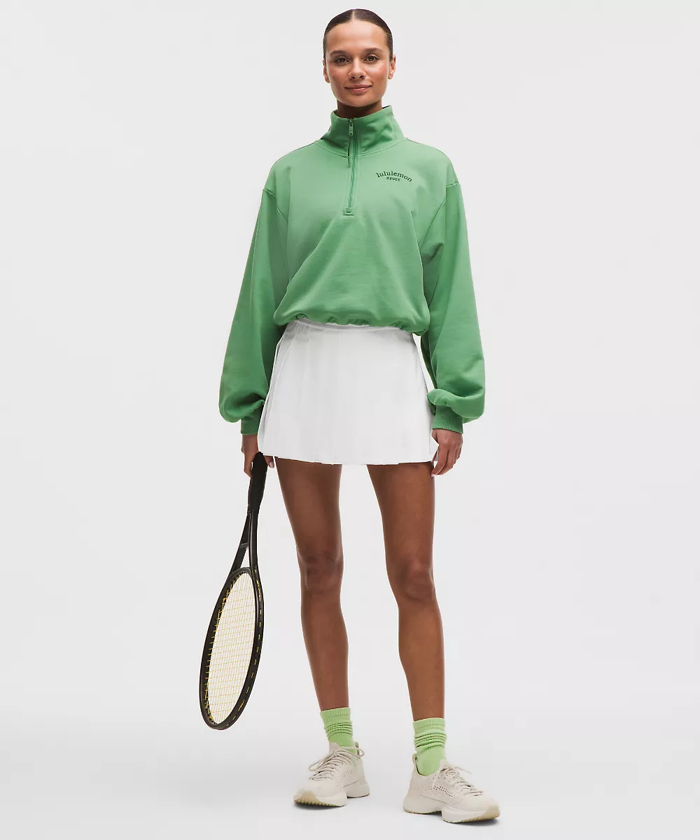 Jupe de tennis taille mi-haute à pli Peek-A-Boo — White/White, view 2