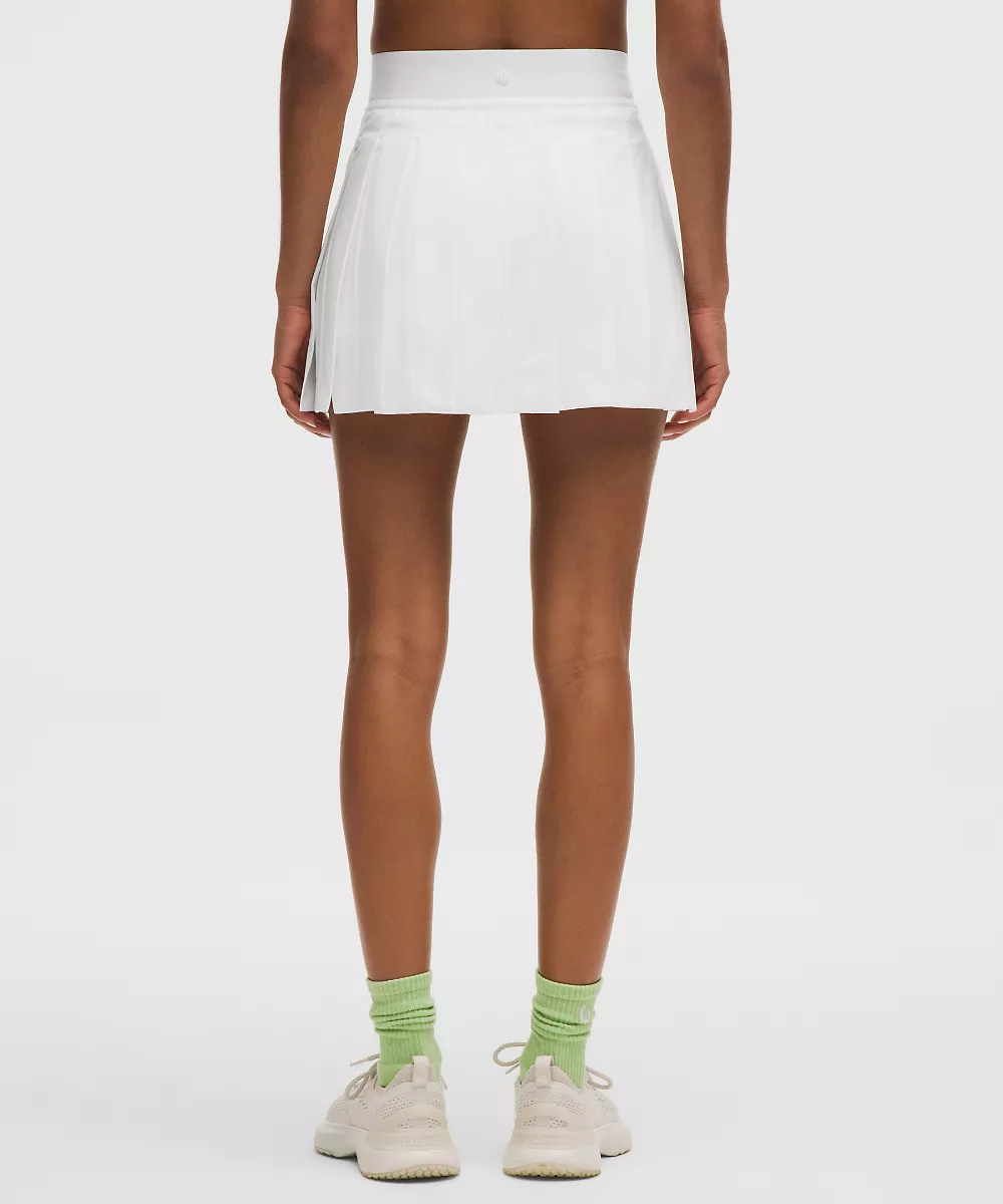 Jupe de tennis taille mi-haute à pli Peek-A-Boo — White/White, view 3
