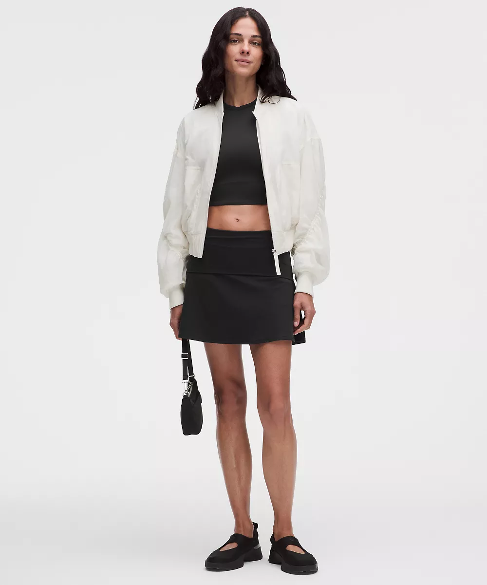 Groove mini-jupe taille mi-haute à revers — Black, view 1