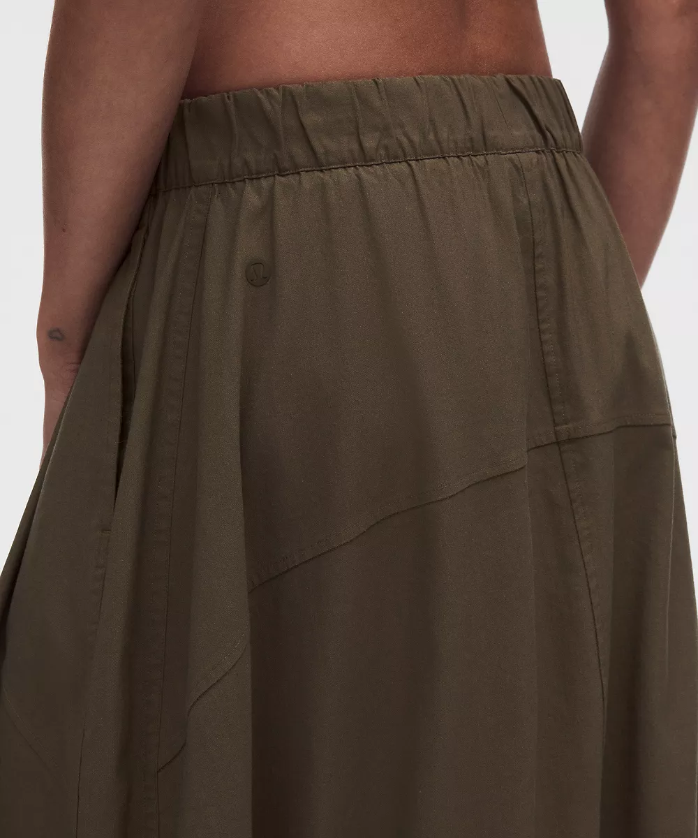 LuluLinen jupe longue à ourlet ajustable — Olive Brown, view 5