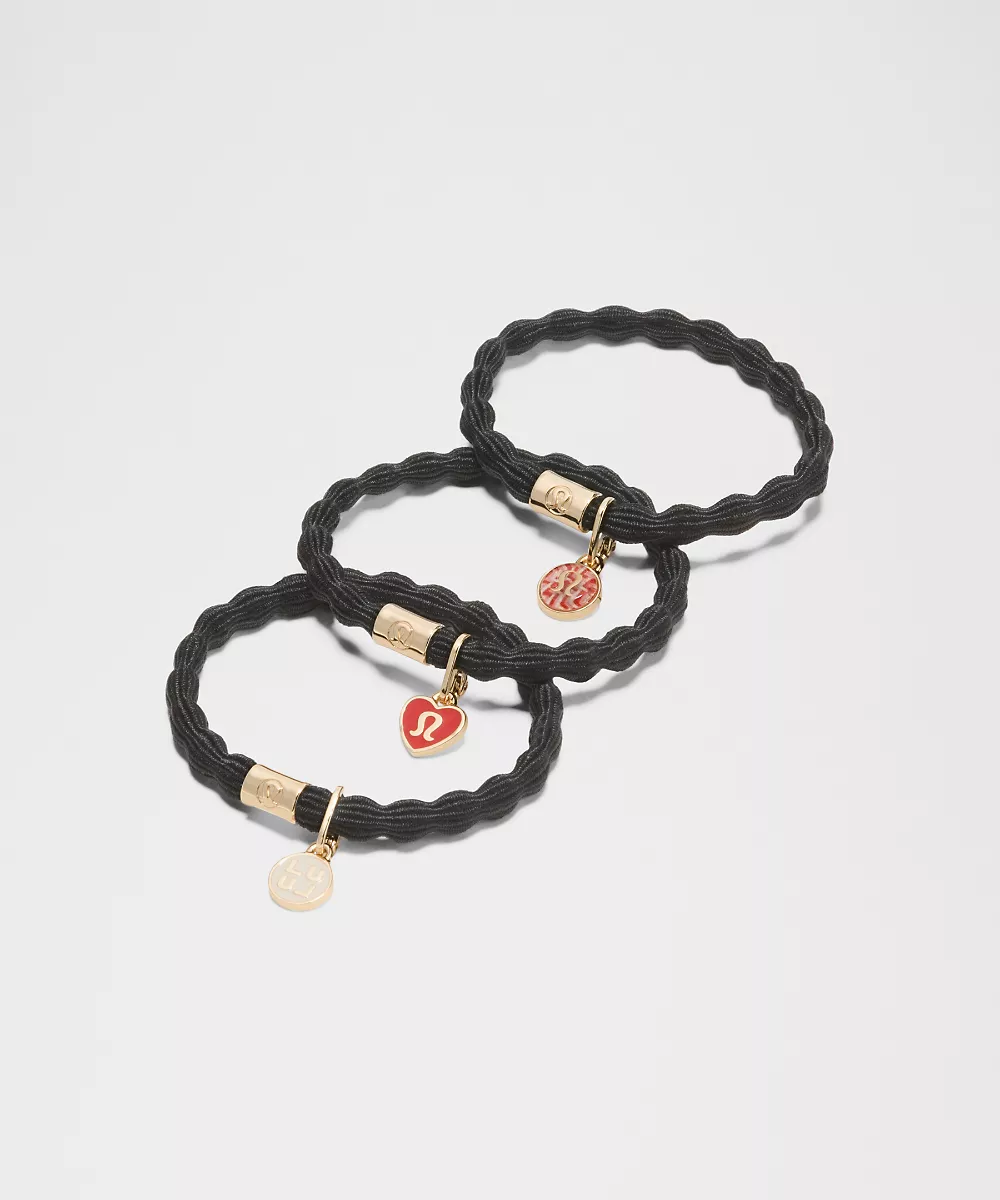 Élastiques à cheveux ornés *Lot de 3 — Black/Gold, view 1