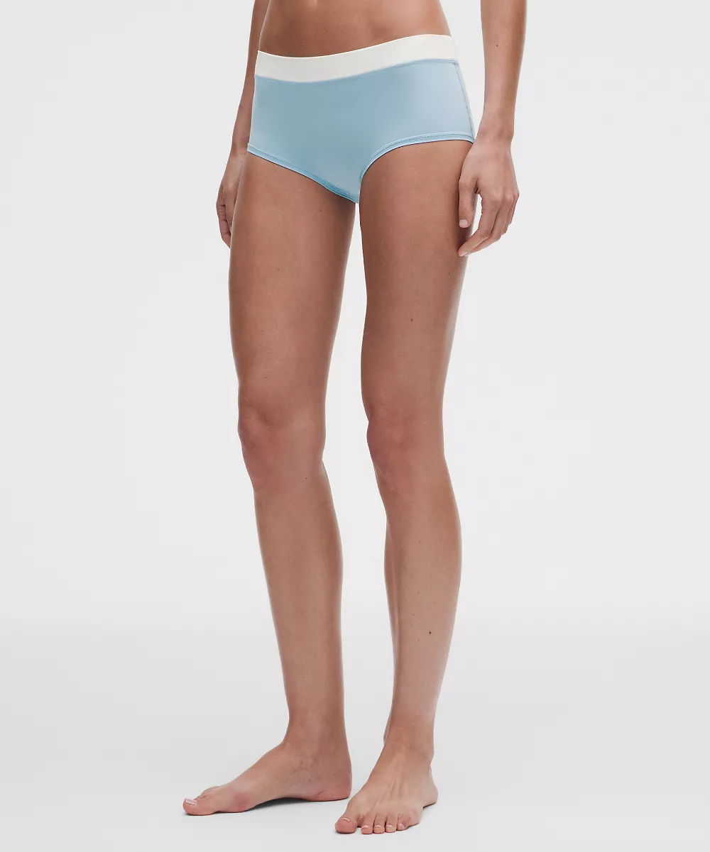 Shorty UnderEase taille mi-haute froncé — Seafoam/Coconut Ivory, view 1