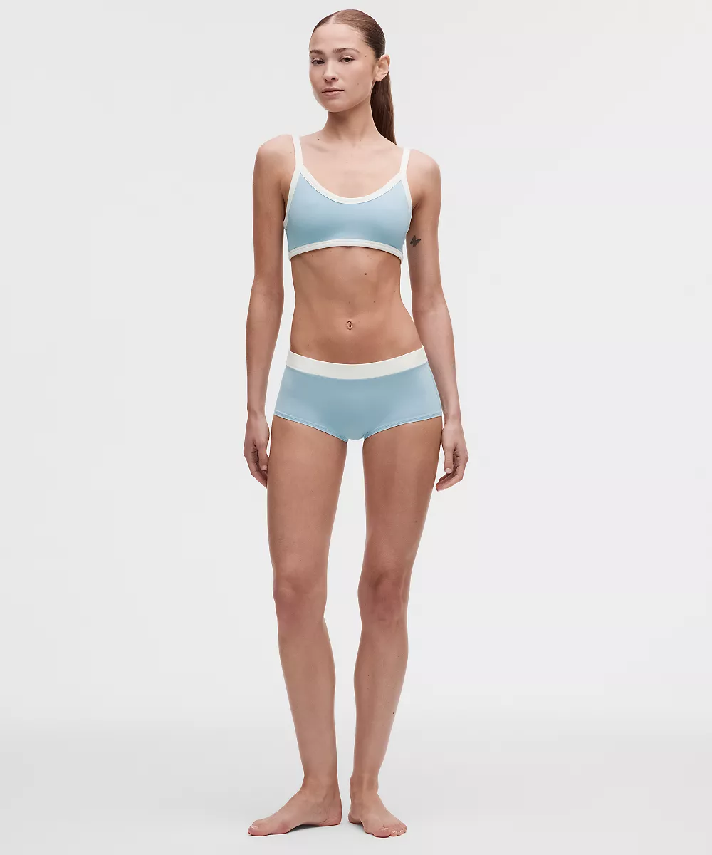 Shorty UnderEase taille mi-haute froncé — Seafoam/Coconut Ivory, view 3