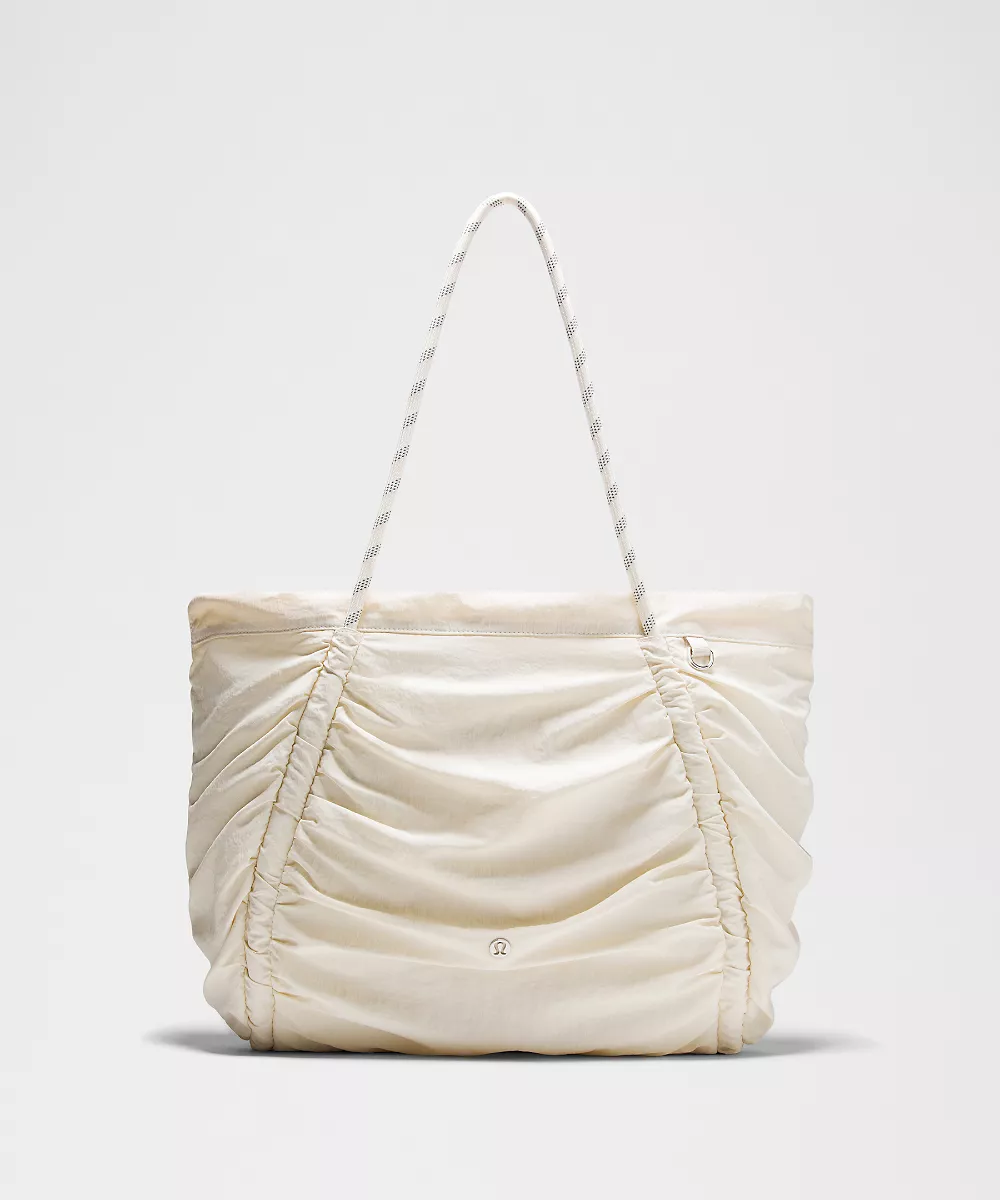 Cabas froncé 24L — Light Ivory/Silver, view 1