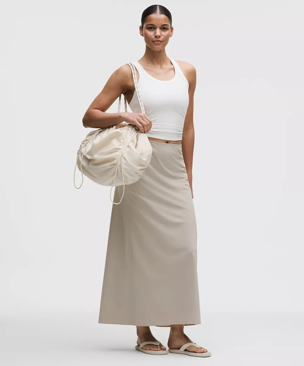 Cabas froncé 24L — Light Ivory/Silver, view 2